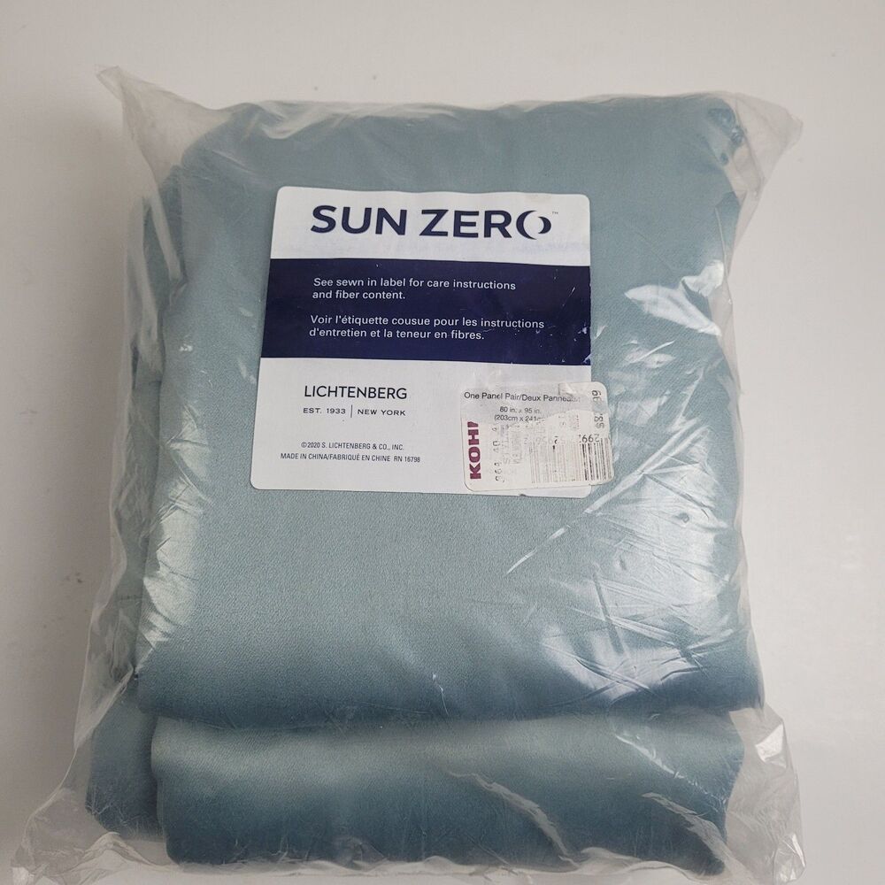 NEW Sun Zero Madison 80 x 95 Tab top One curtain panel pair ''Light Blue' #CT25
